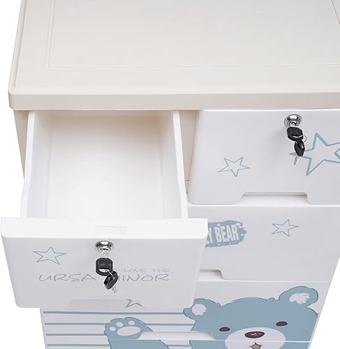 Miniatura 5 de Cajones de plástico con 6 cajones de plástico con cerradura, organizador alto para ropa, organizador de armario pequeño, estante organizador de