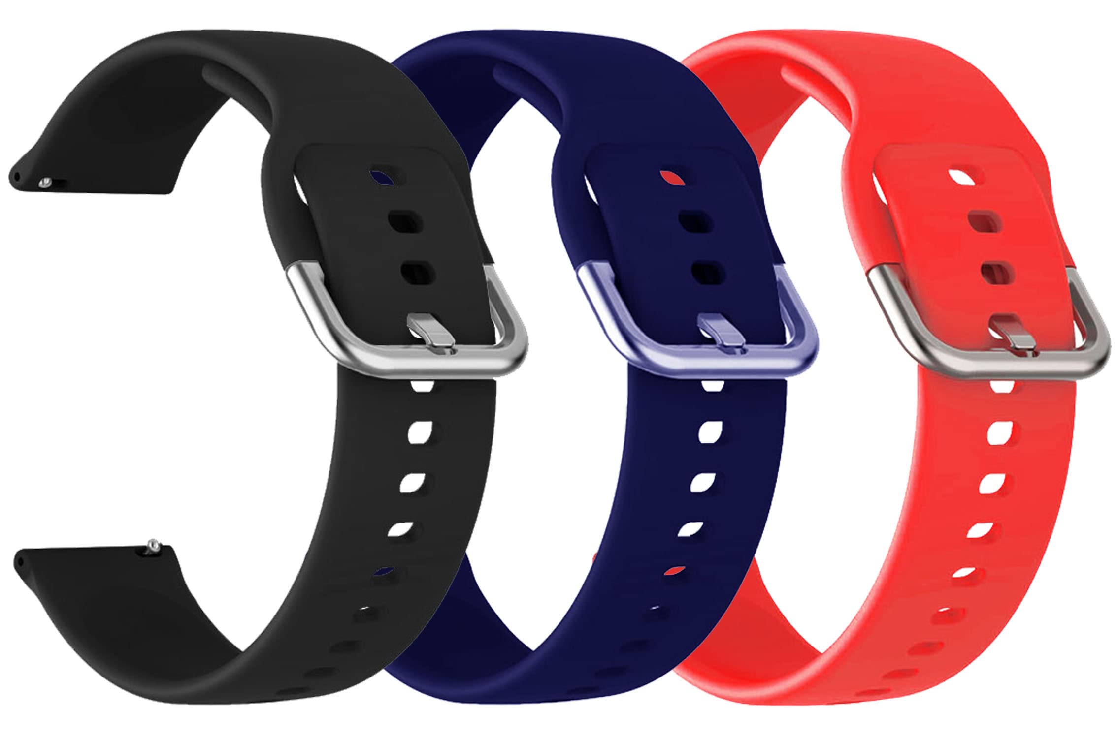 AONES Pack of 3 Silicone Belt Watch Strap with Metal Buckle Compatible for Ambrane Wise Eon Watch Strap Black, Blue, Red (B0BD4H79GF) Amazon Price History, Amazon Price Tracker