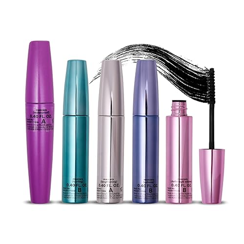 5 máscaras de pestañas de colores para pestañas, resistente al agua y a las manchas, máscara de pestañas larga sin crueldad animal y vegana, con