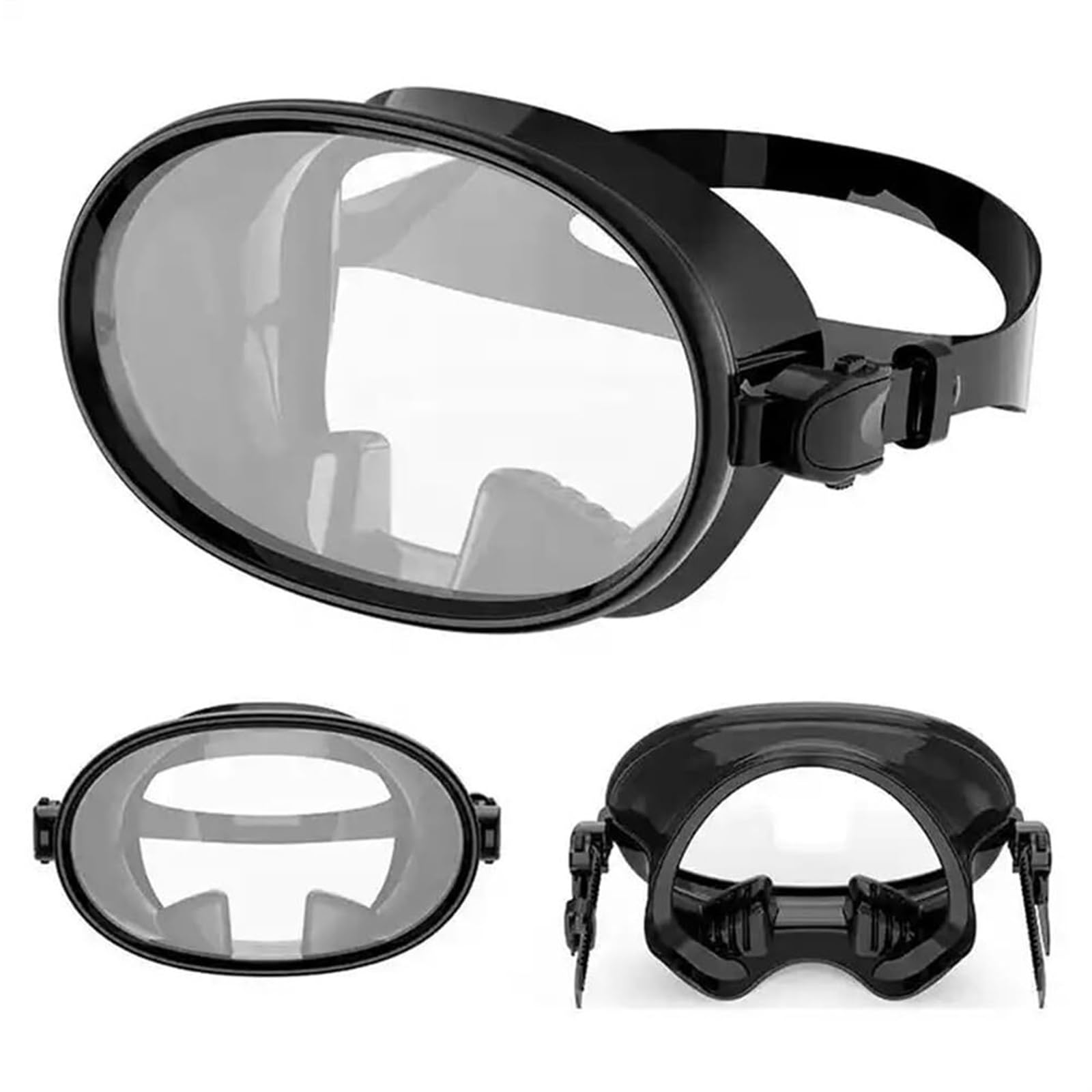 Lunettes De Plongée en Apnée Masque De Plongée en Apnée en Verre Trempé avec Cache-Nez HD Champ De Vision Lunettes De Plongée Lunettes De Plongée Étanches Anti-buée Antidéflagrantes Masques