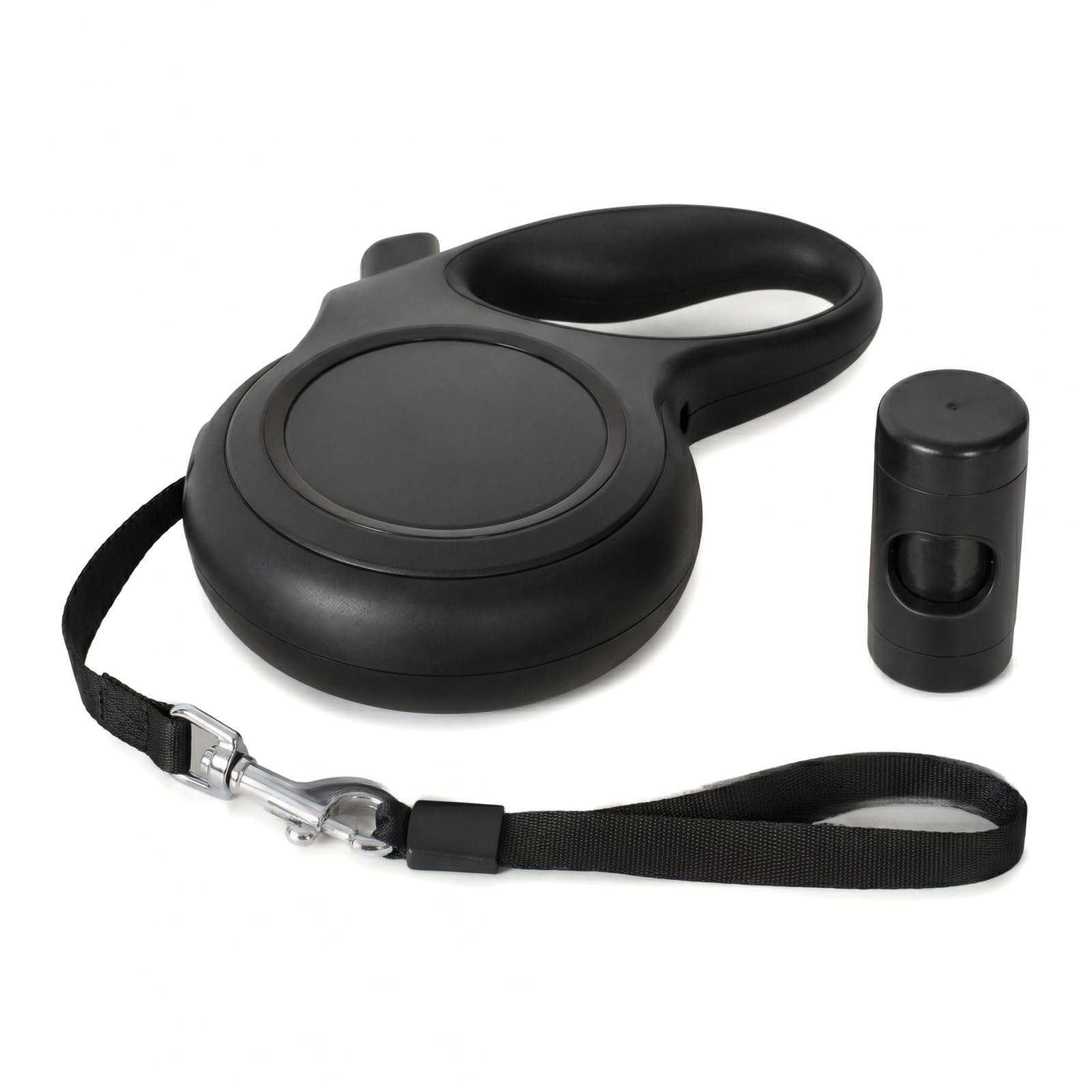 Colexy Laisse Chien Enrouleur 5m, Laisse Rétractable pour Chiens jusqu'à 50kg, Solide avec Poignée Antidérapante, Anti-Enchevêtrement à 360 ° et Distributeur de Sacs à Crottes pour Promenade (Noir)