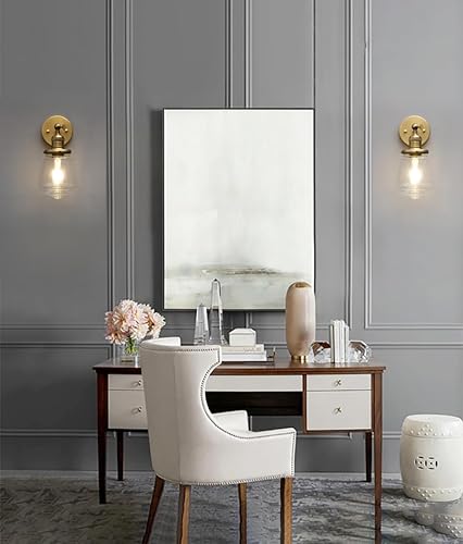 Miniatura 2 de Phansthy Lámpara de pared industrial, lámpara de pared ajustable de 180 grados, lámpara de pared con pantalla de vidrio, iluminación decorativa de