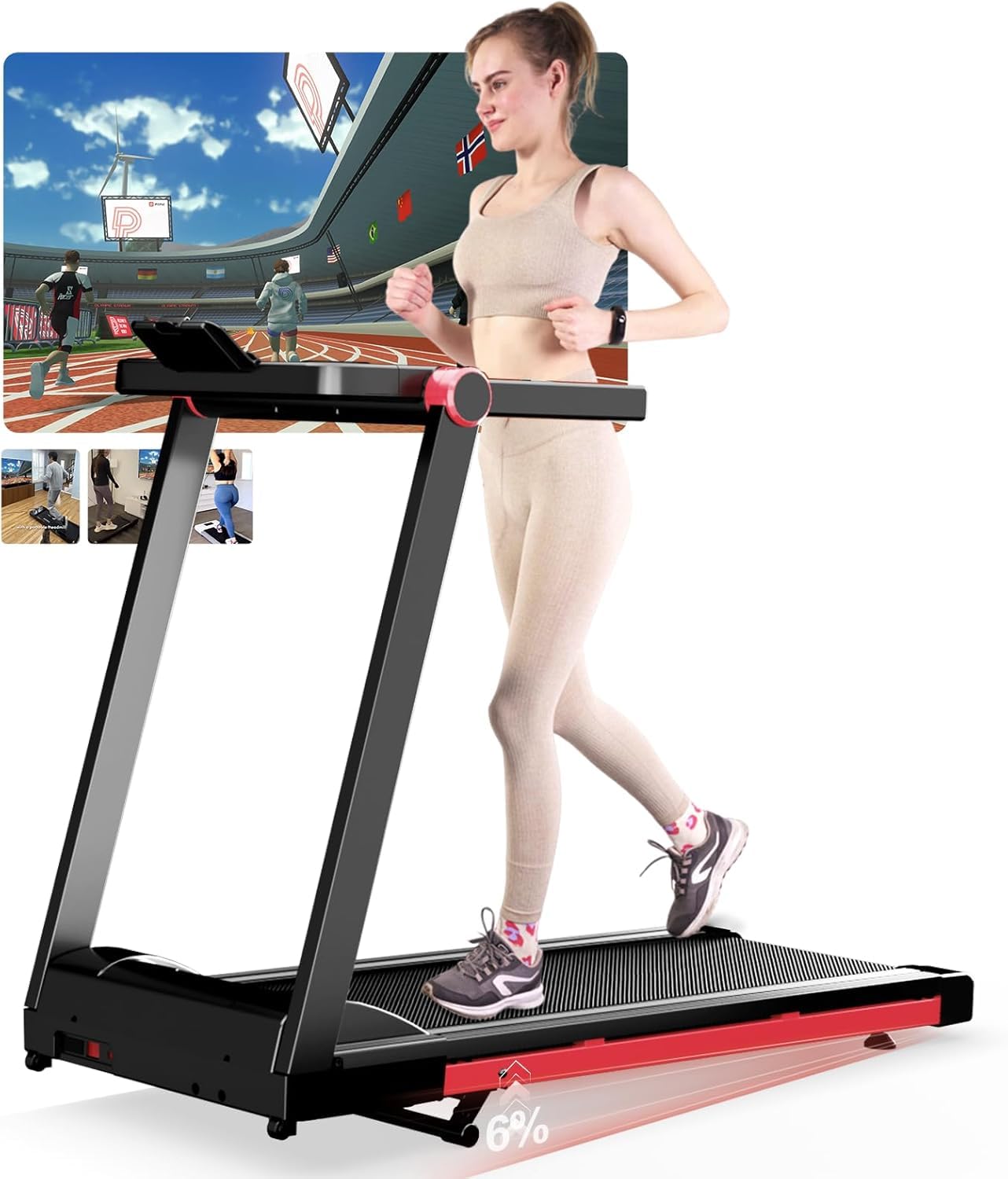 Superun Laufband für Zuhause Klappbar, Übergroße Laufband mit Steigung Breite Lauffläche 112 * 42 cm bis 16 km/h, Sicherer Max 158 KG mit APP und Trainingskursen