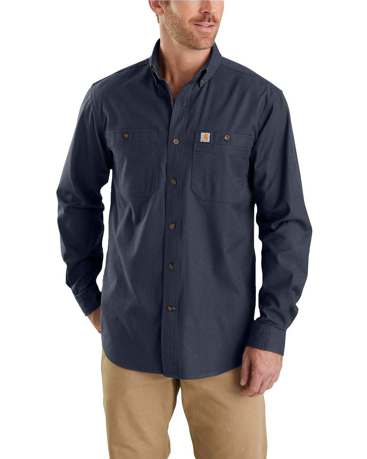 Mens Rugged Flex Relaxed Fit Midweight Canvas Long-Sleeve Shirt