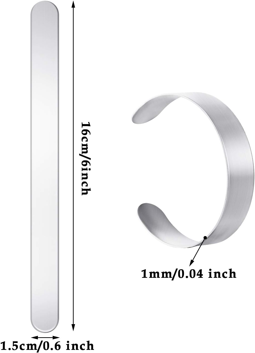 Hicarer 16 Pieces Stainless Steel Bracelet Blanks Cuff Bangle Bracelet for DIY Jewelry Making Customizing Bangle, 5/8 x 6 Inch - Image 2