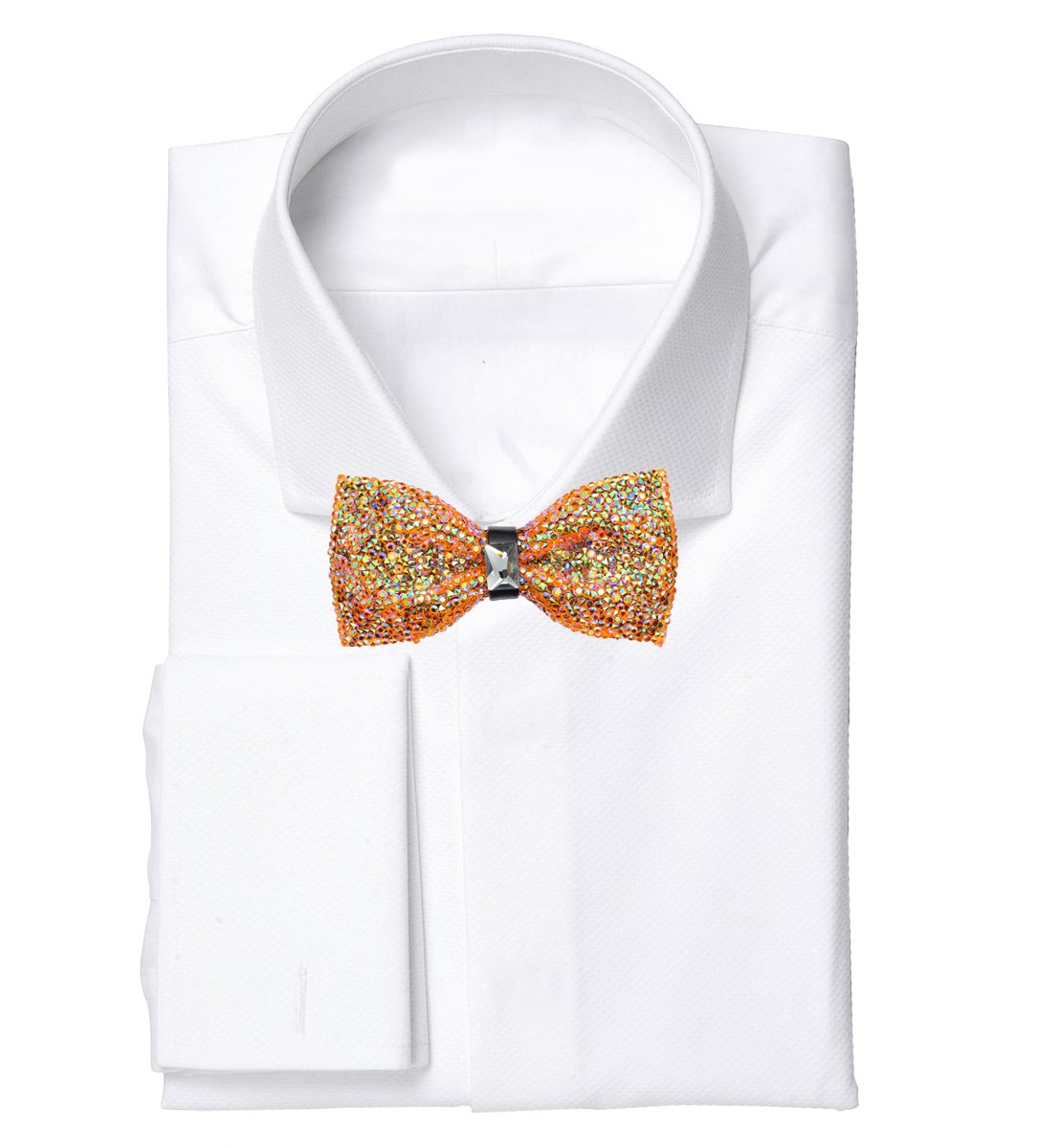 Crystal Glitter Bow tie Luxurious Wedding Party Rhinestone Adjustable Bowtie (orange)