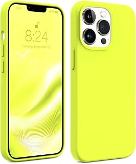 High Quality Liquid Silicone Back Case Padded Inside For Iphone 13 Pro (Light Yellow)