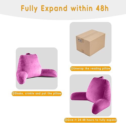 Miniatura 4 de Almohada de lectura para sentarse en la cama para adultos, almohada de lectura XL con espuma viscoelástica triturada, almohada de espalda para