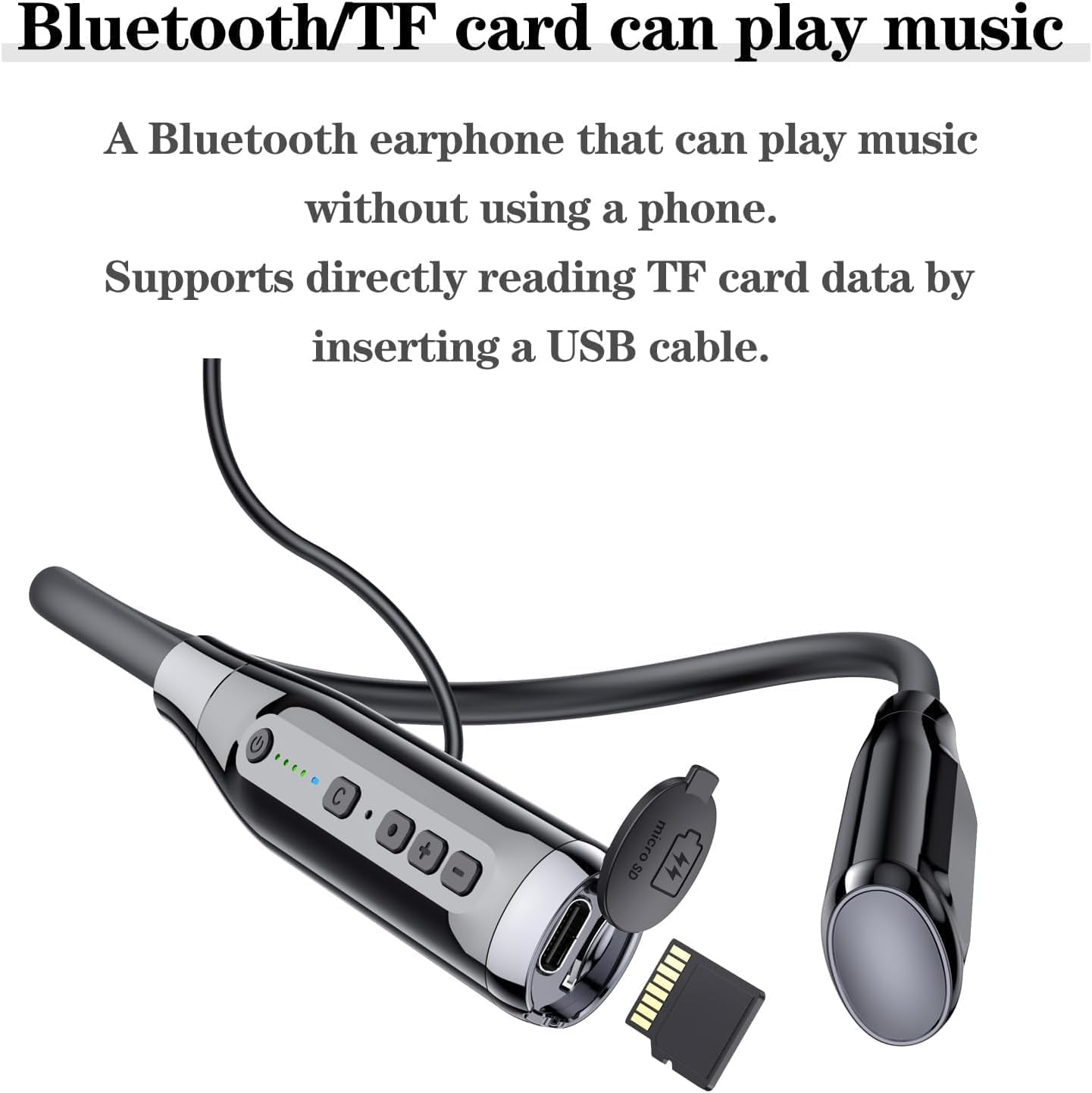 Neckband Bluetooth Headphones,6.0 Bluetooth 120 Hours Playtime,IPX7 Sports Waterproof Earbuds with Microphone Noise Cancelling with TF Card Slot ,HiFi Stereo (Black) - Image 6