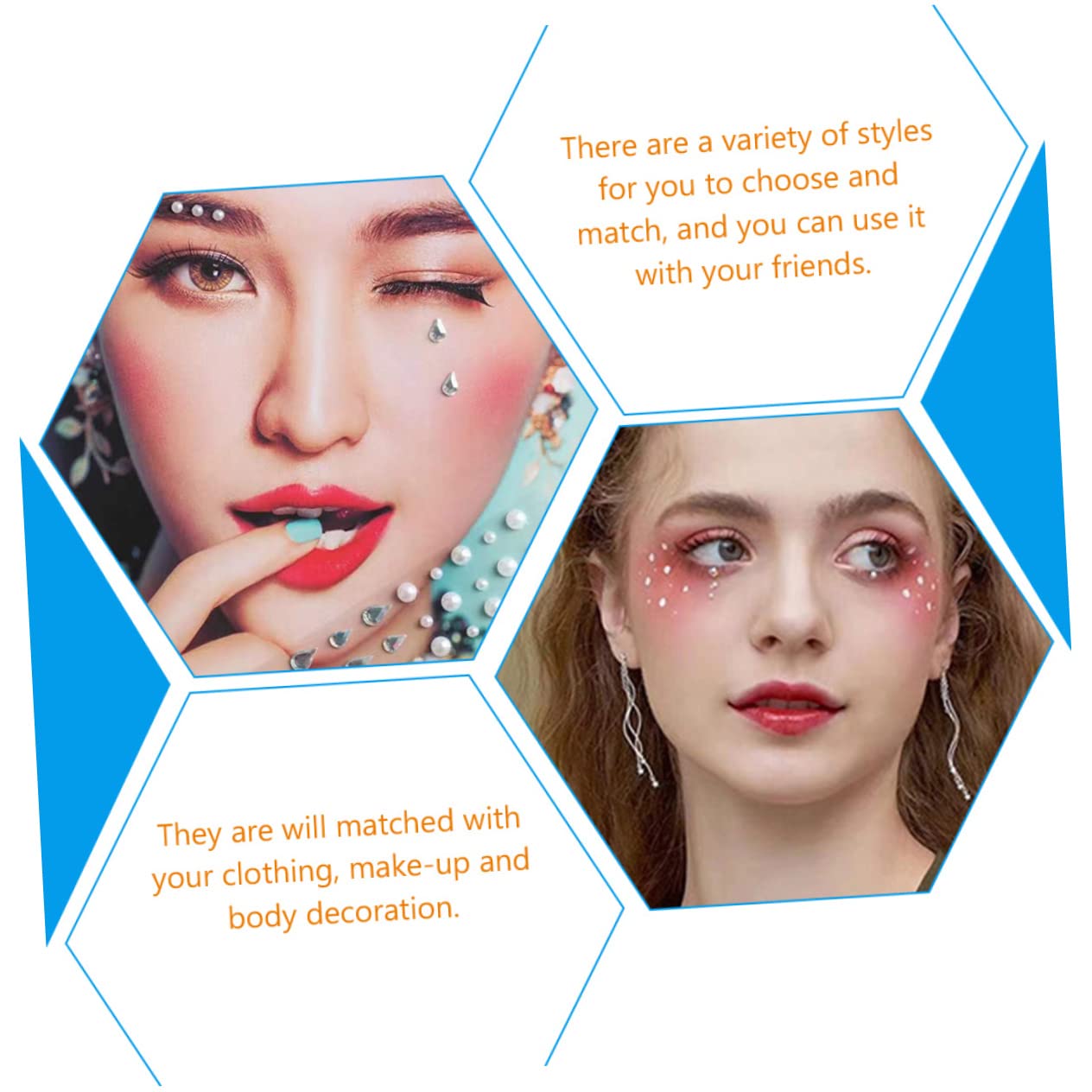 DOITOOL 20juegos Pegatinas De Faciales Brillantes De Rhinestones Para Maquillaje De y Cejas Decoración De Festival y Cosplay Autoadhesivas y Fáciles De Usar