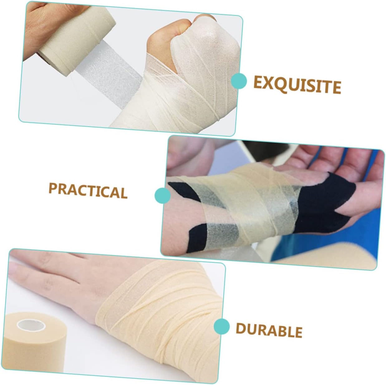 3rolls Professional Bandage Film Skin-Friendly Sponge Tape for Athletic Use for Joints for Football Basketball Yoga and More
