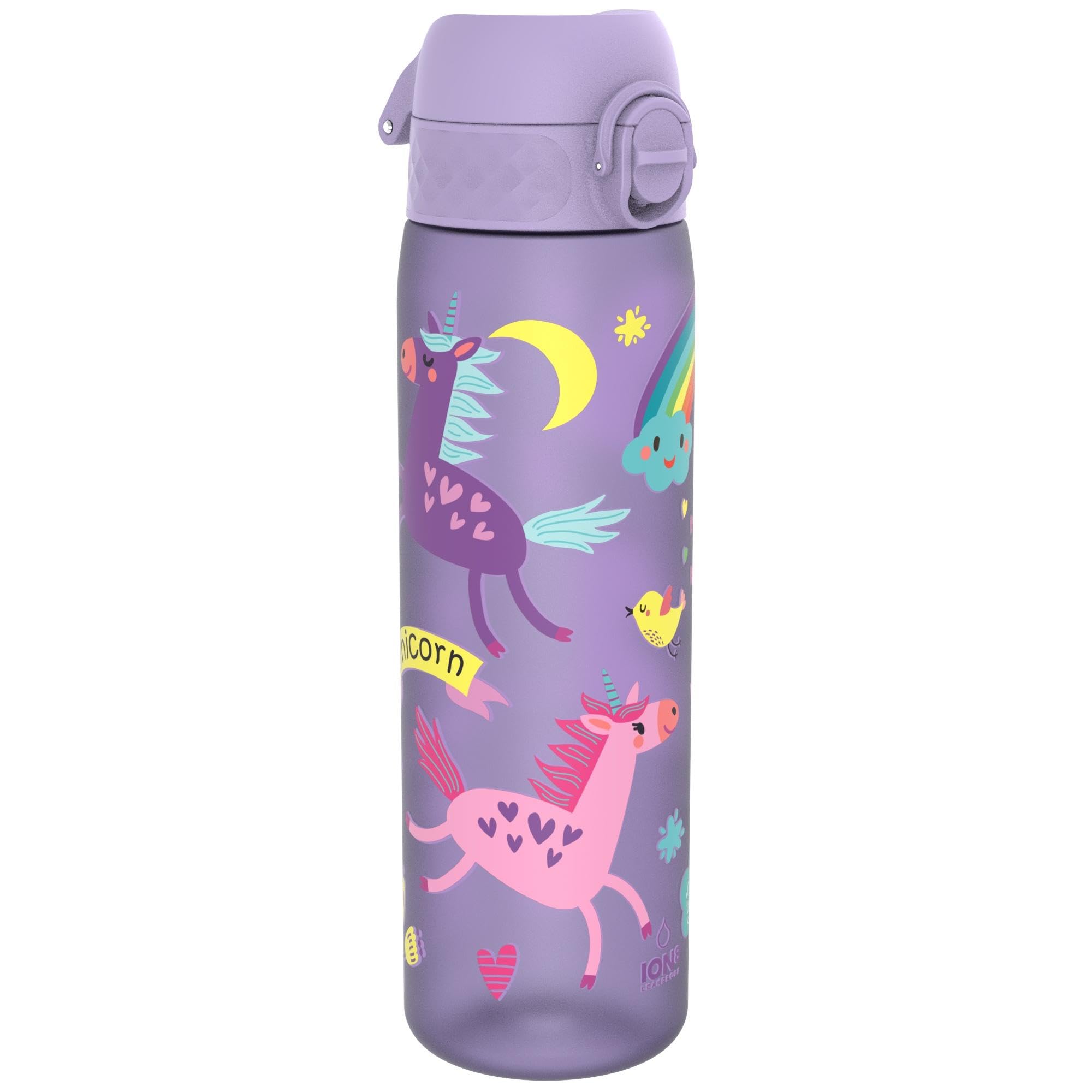 Ion8 Water Bottle, 500ml/18oz, Slim Leak Proof & BPA-Free Drinking Bottle, Secure Lock Prevents Spills, Dishwasher Safe