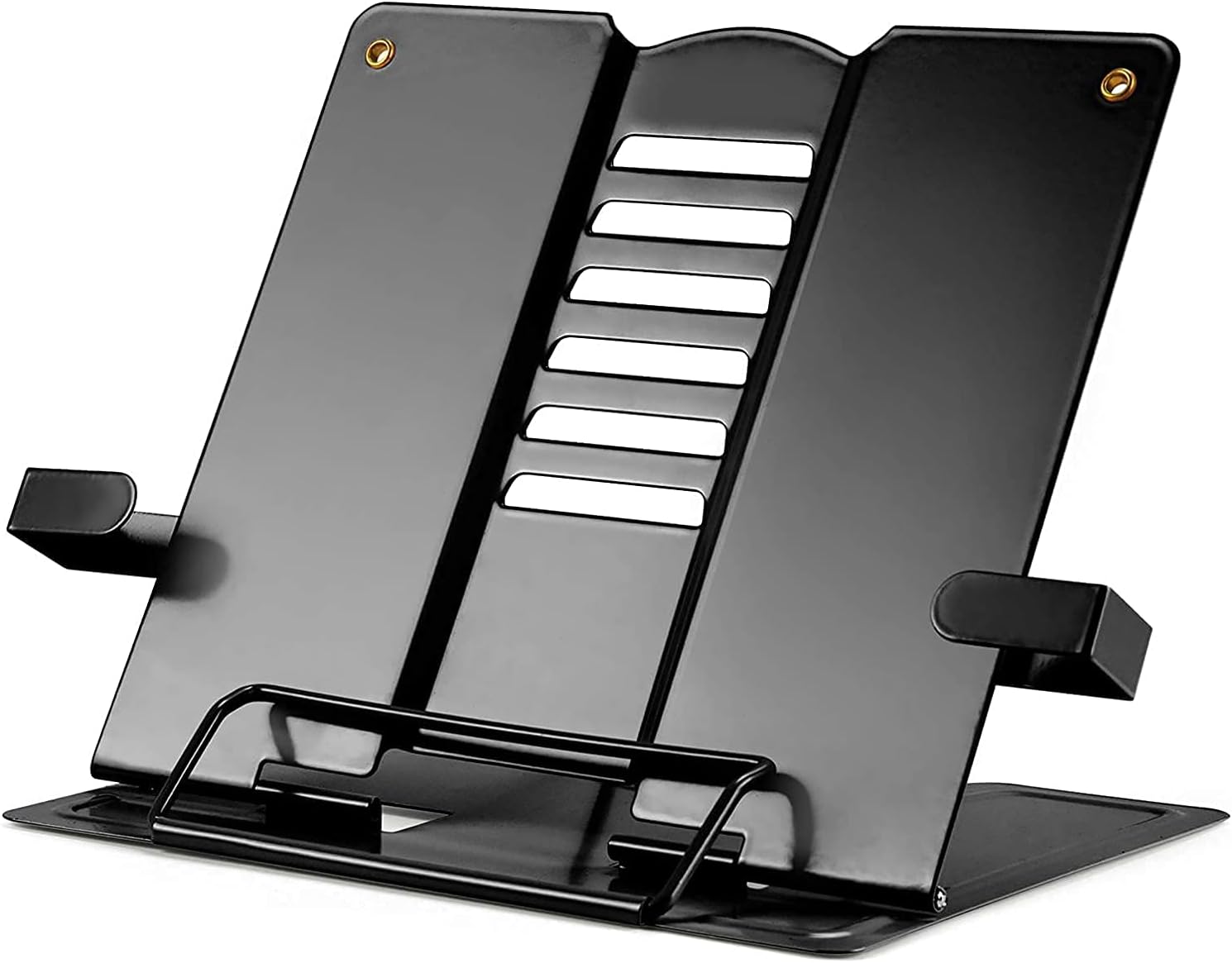 Zyomatiq Book Stand Holder/Book Holder/Book Organizer - Portable Metal Desktop Adjustable Foldable Cookbook Holder,Recipe Book Holder,Textbook Stand,Music Stand & Holders for Reading (Pack of 1)