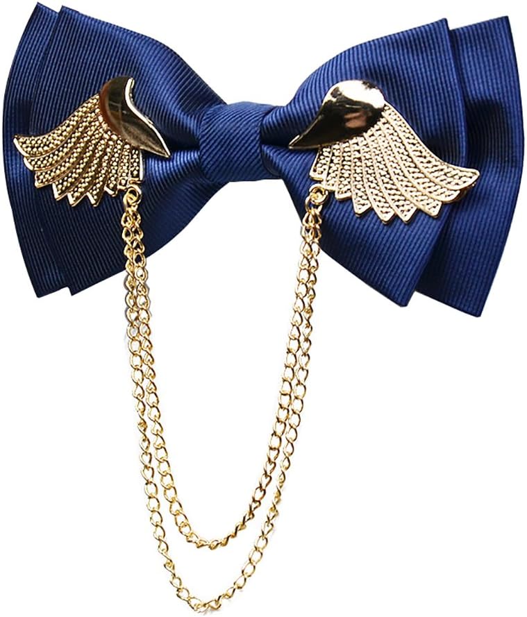 Men's Adjustable Metal Golden Wings Two Layer Neck Bowtie Bow Tie