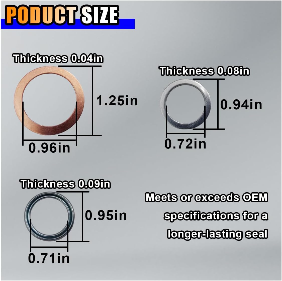 12Pcs Differential & Transfer Case Drain Plug Crush Washers Gaskets, Replacement OEM#9043024003, 1215710010, 90430A0003, Compatible with Most Vehicles