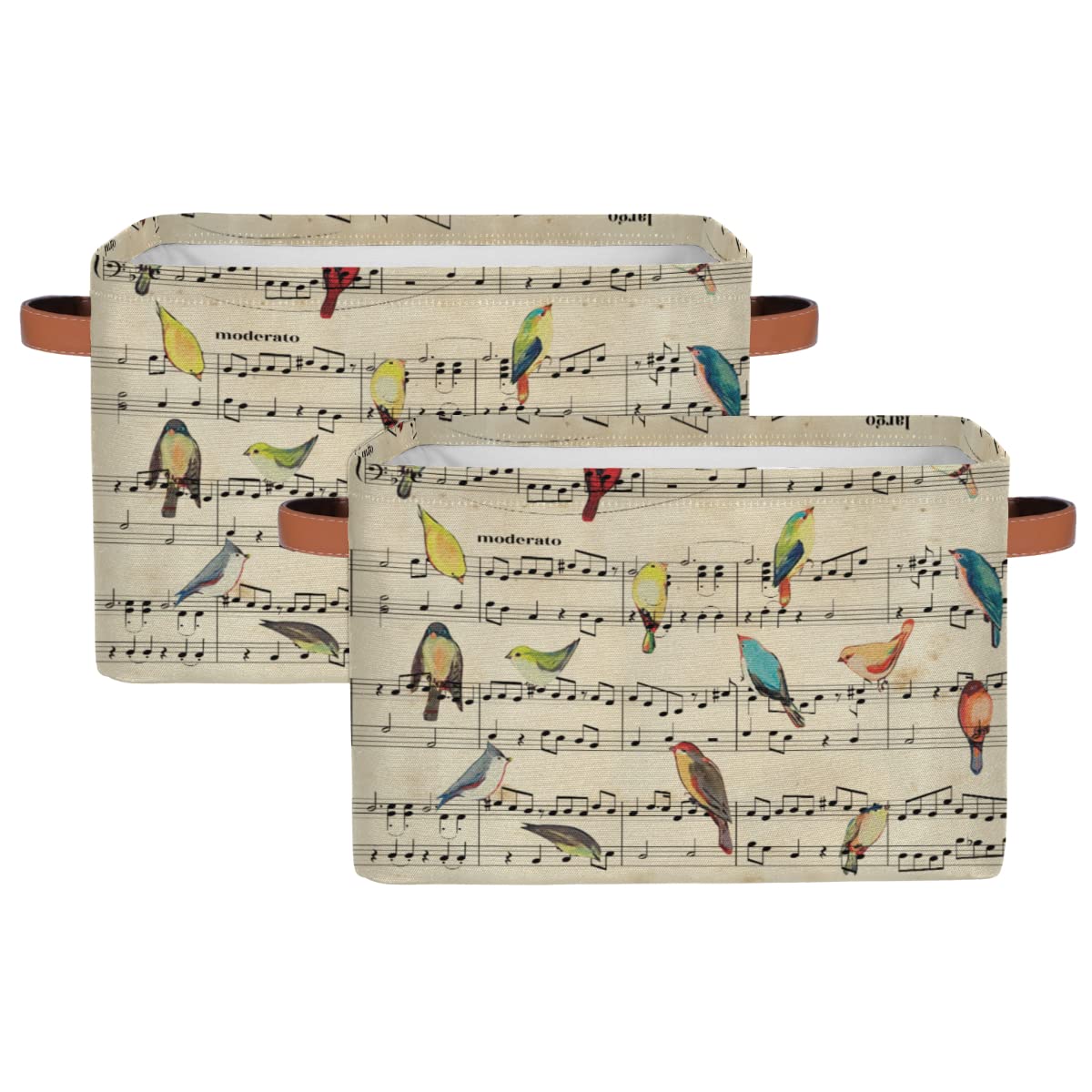 Storage Basket Cube - Vintage Monkey Chinoiserie Collapsible Canvas Bins For Toys, Laundry, Closet, Nursery (15x11x9.5 In, 2 Pack) - View #8