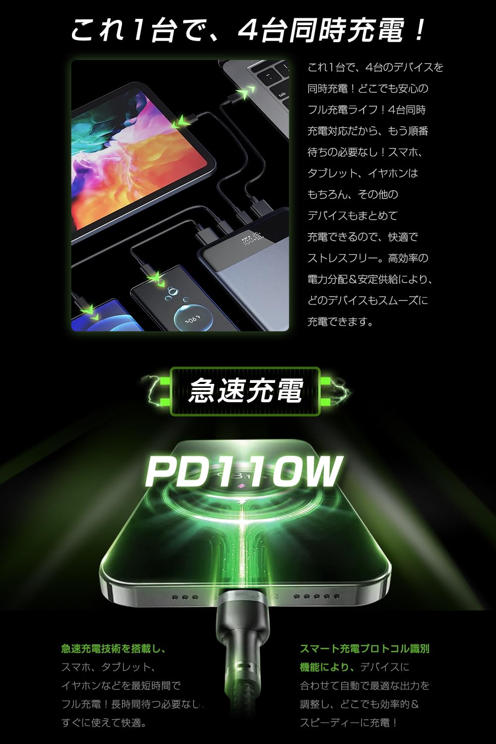 Amazon | 明誠ショップ モバイルバッテリー 大容量 30000mAh PD110W