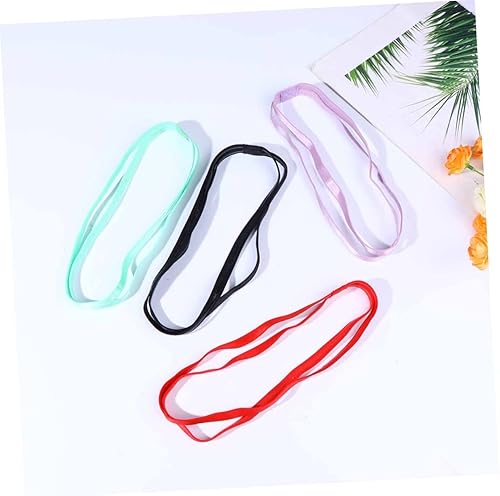 Miniatura 7 de Kisangel 4 diademas deportivas dobles antideslizantes, bandas elásticas para ejercicio, bandas elásticas para mujeres, toallas de microfibra para el