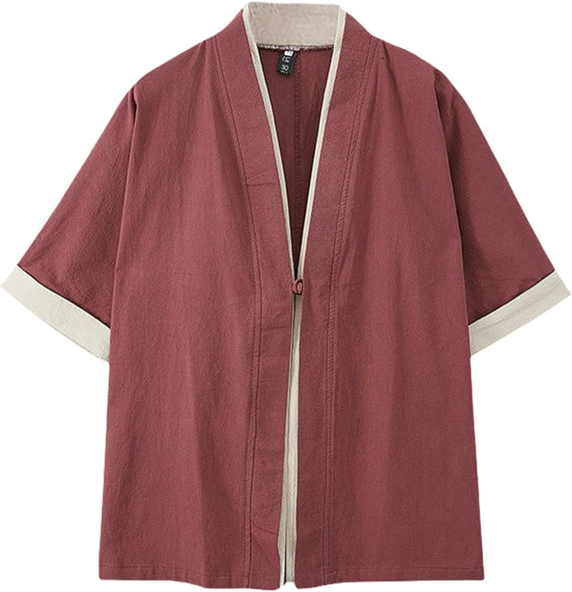 Men's Chinese Style Cotton Linen Loose Japanese Kimono Three Quarter