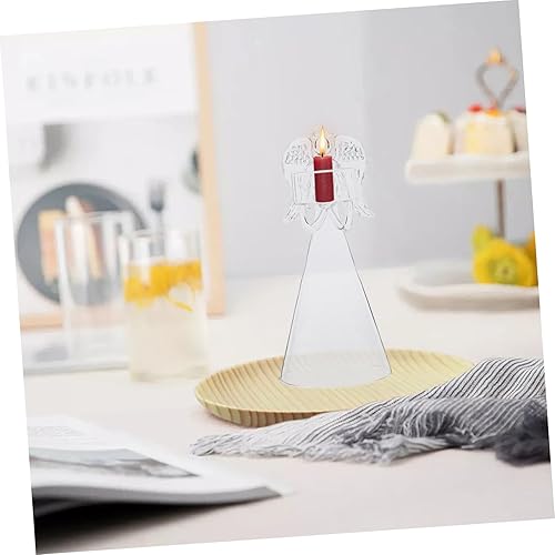 Miniatura 8 de COOPHYA Candelabro de ángel de vidrio transparente Vasos de vela de vidrio transparente Centros de mesa de ángel Tazas de luz de té de vidrio