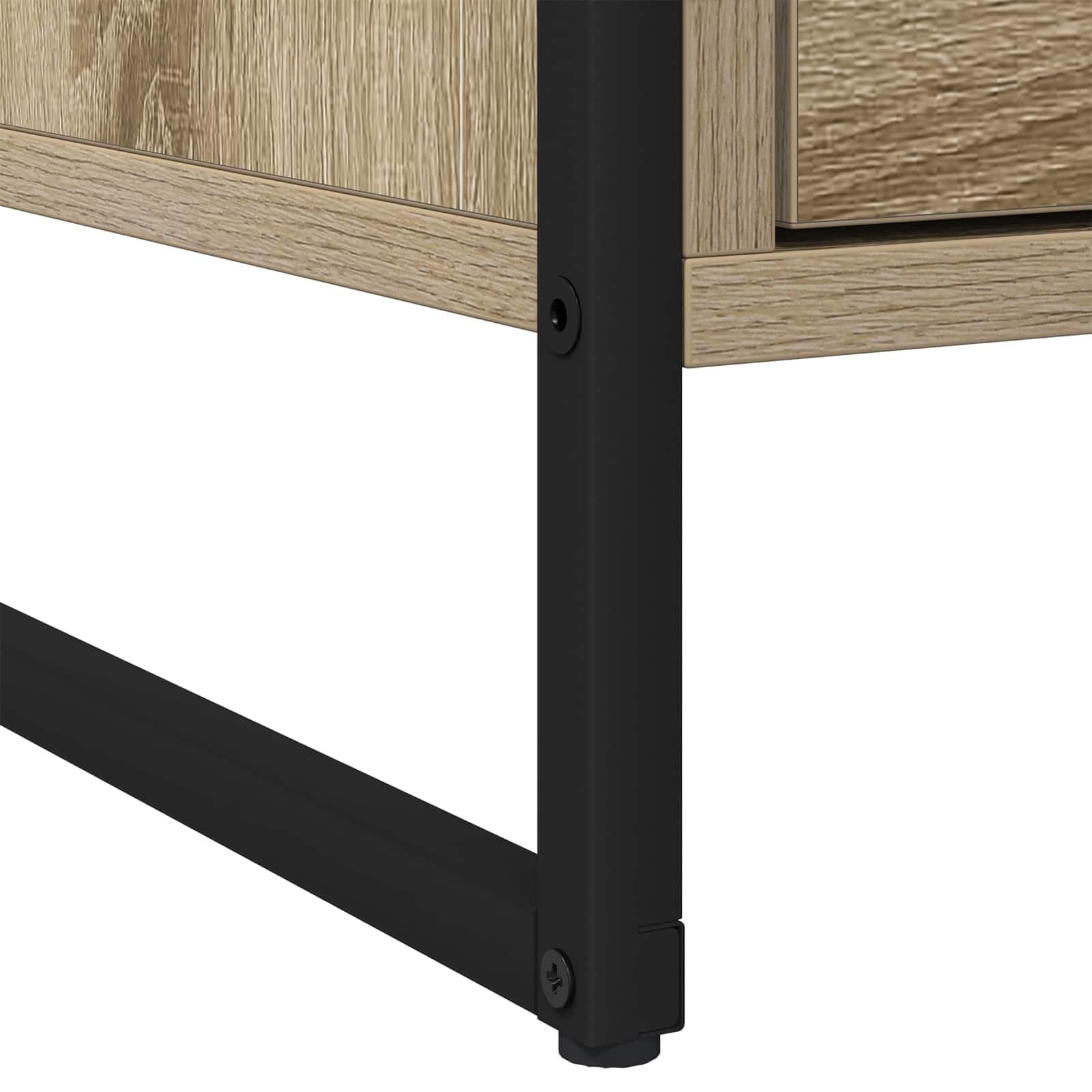 Comodino Sonoma 50 x 39,5 x 50 cm, moderno in legno con cassetto e gambe in acciaio inox, comodini robusti per camera da letto e camera degli ospiti