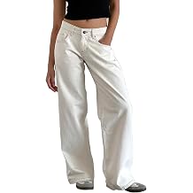 Felcia Womens Baggy Jeans Vintage Low Waist Straight Wide Leg Jeans Casual Loose Denim Pants with Pockets Y2K Streetwear