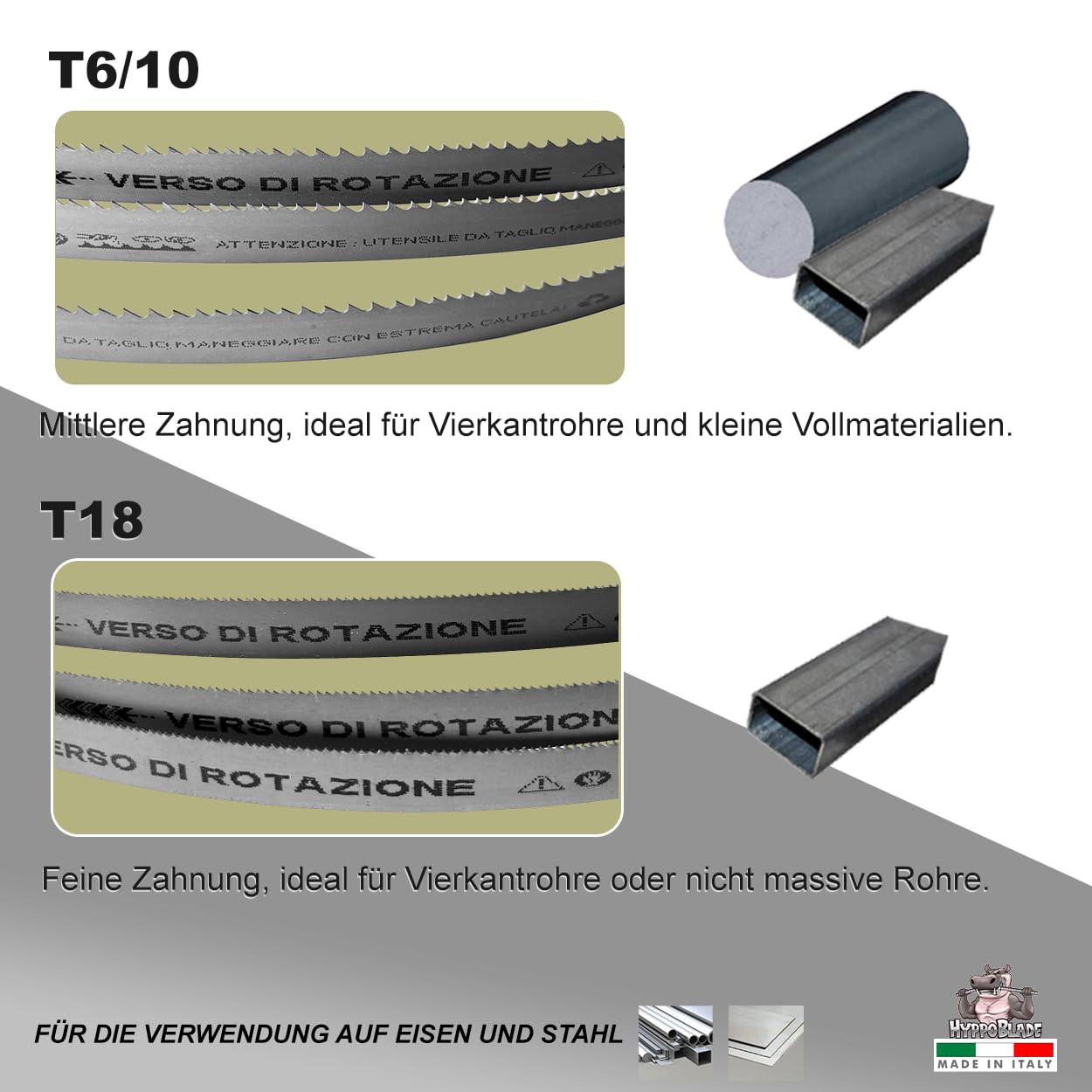Fraiser Hippoblade – 3er Set Bandsägeblätter Bimetall 1140 × 13 × 0,65 mm – für Metall (Eisen und Stahl) – Ersatz für Bandsägen PMB 1100, MBS 1100, MBS 1200, TE-MB 18, R2103 – 18 ZpZ