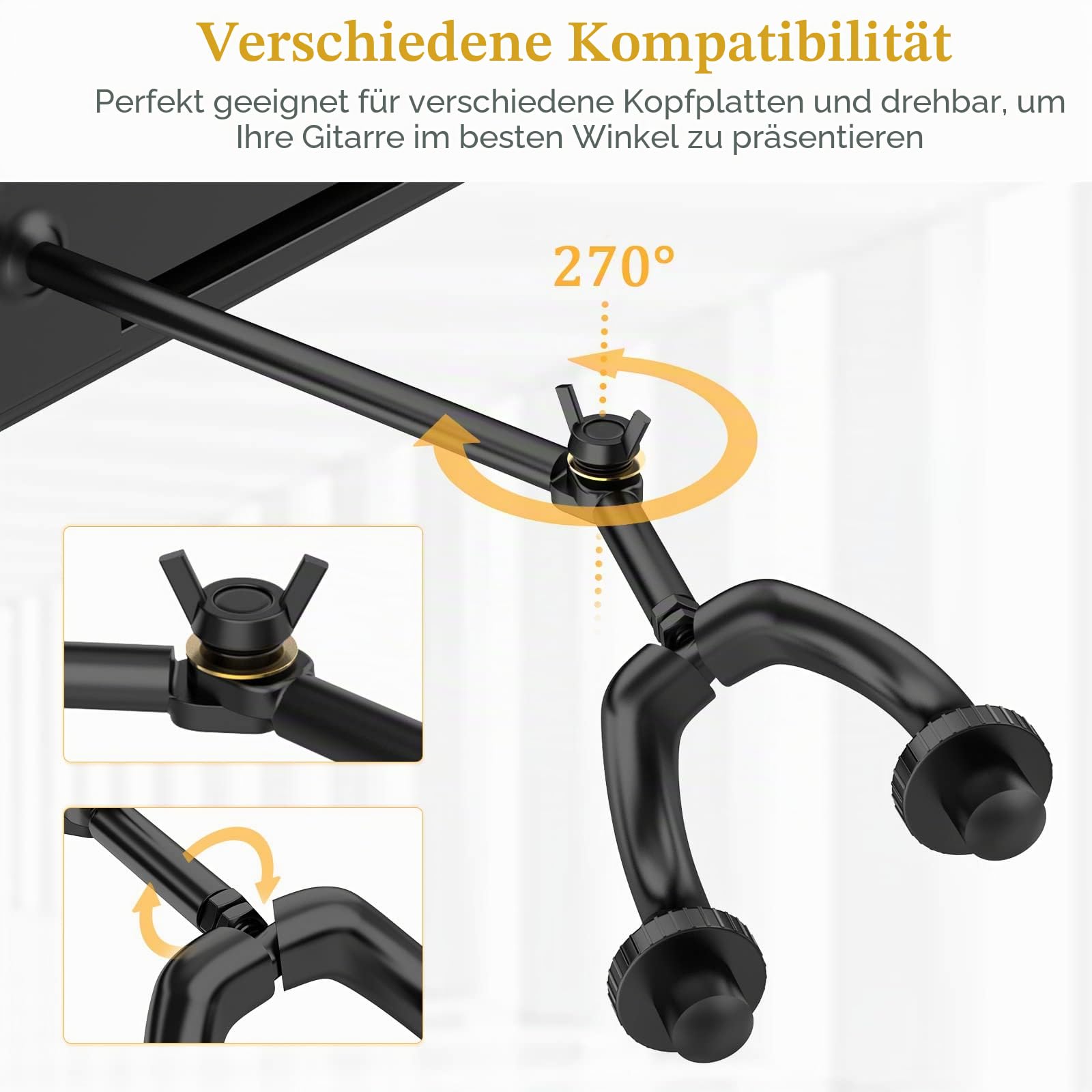 LEKATO Wandhalterung Gitarrenaufhänger Basshalter E-Gitarrenständer zum Halten von 5 Gutiars&Bass Aluminium-Lamellen-Wandschienensystem Metall-Gitarren-Rack-Nähdesign