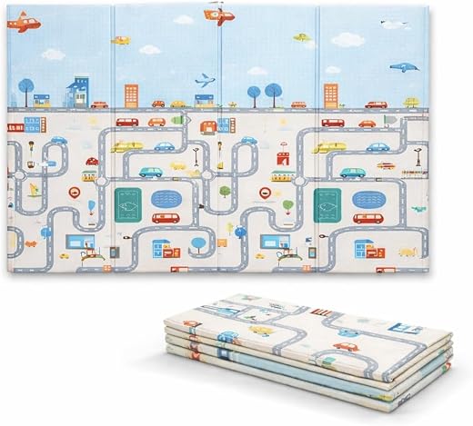 Hukimoyo 1cm Thick Baby Play Mat for Floor 0 to 5 Years Waterproof Reversible Double Sided Play Mat for Babies Toddlers Ba...