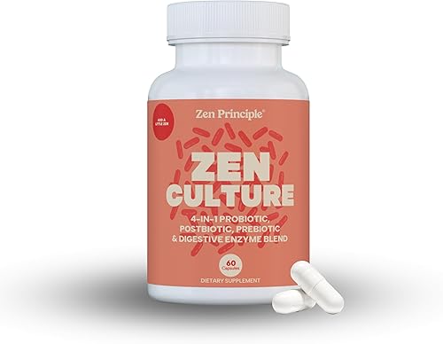 Zen Principle Zenculture Fórmula probiótica, prebiótica y postbiótica 4 en 1 con enzimas digestivas y butirato - Apoya el equilibrio del microbioma