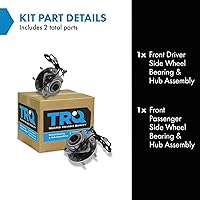 Vista 2 de TRQ Conjunto de rodamiento y cubo de rueda delantera de 2 piezas compatible con Chevrolet Trailblazer 02-09, Trailblazer EXT 02-06, GMC Envoy 02-09