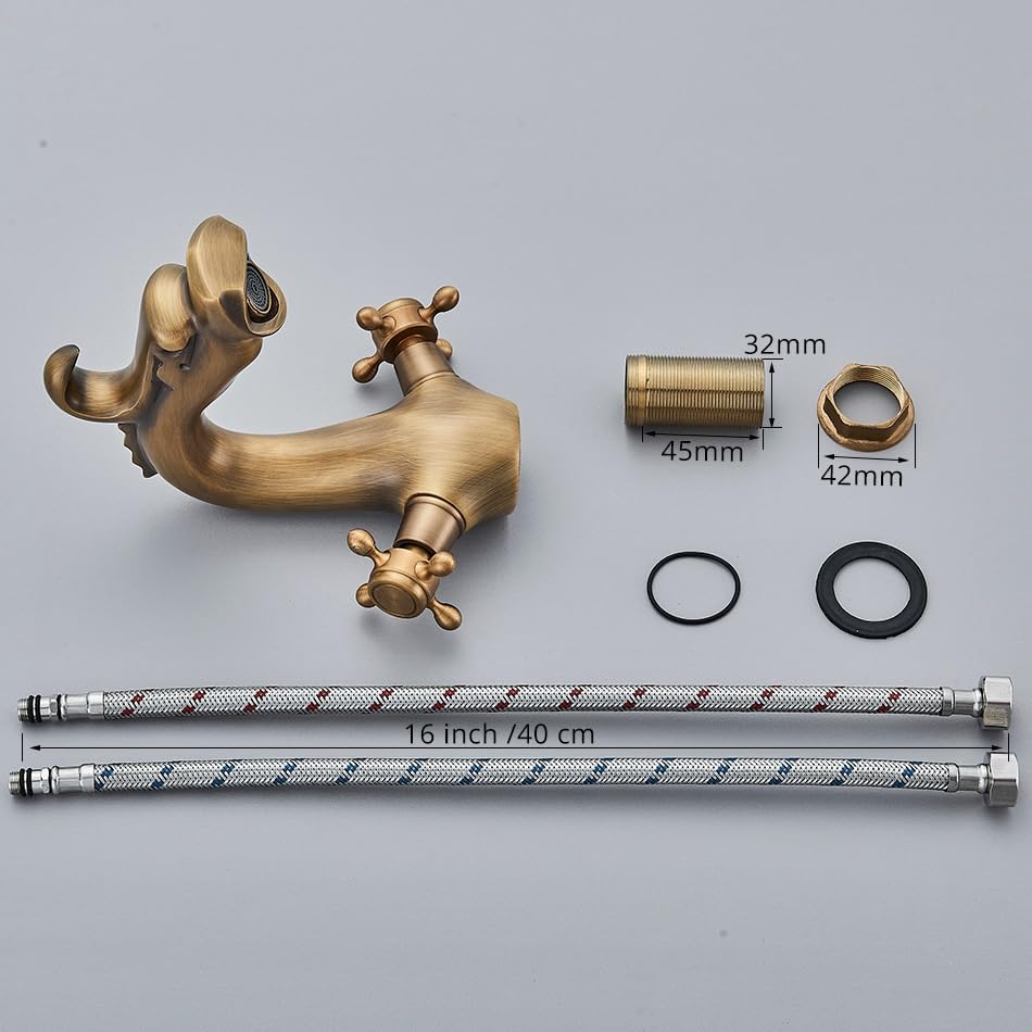 Mitigeur d'eau chaude et froide double commande chrome pour évier vasque - 4