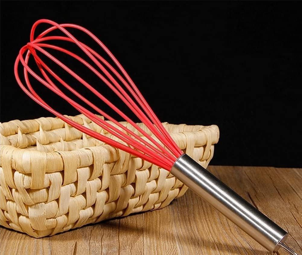 Silicone Whisk, Ouddy 2 Pack Wire Wisk Kitchen Tool, Whisks for Cooking, Blending, Whisking, Beating, Stirring