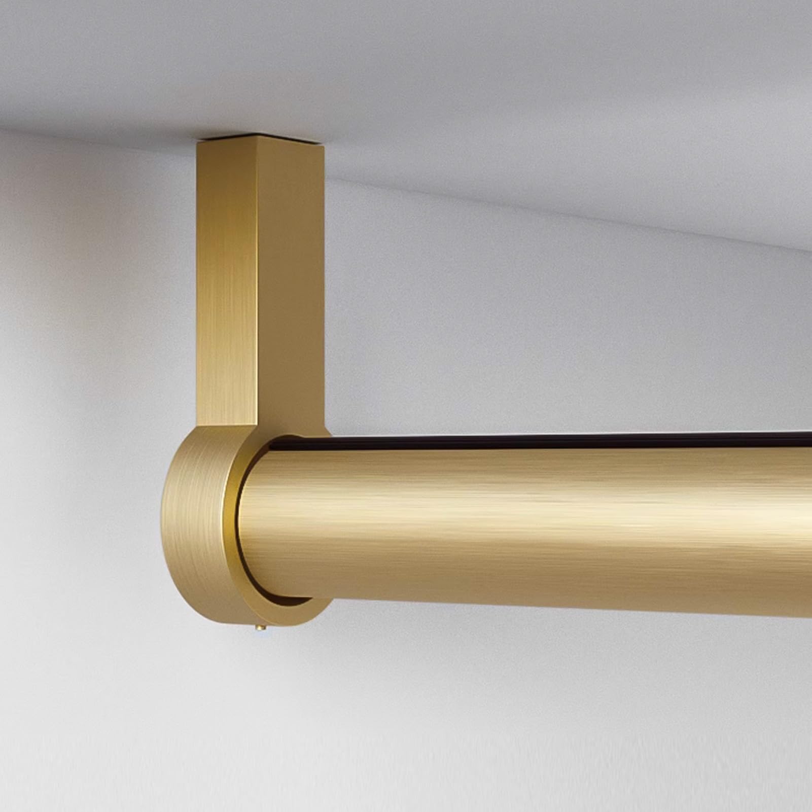 Dailify Wardrobe Rail Clothing Rail Tube with Non-slip Mute Strip, Brushed Finish Wardrobe Cross-bar for Hanging Clothes, Household Closet/Cabinet Hanger Rod(Gold,120cm (47 1/4"))