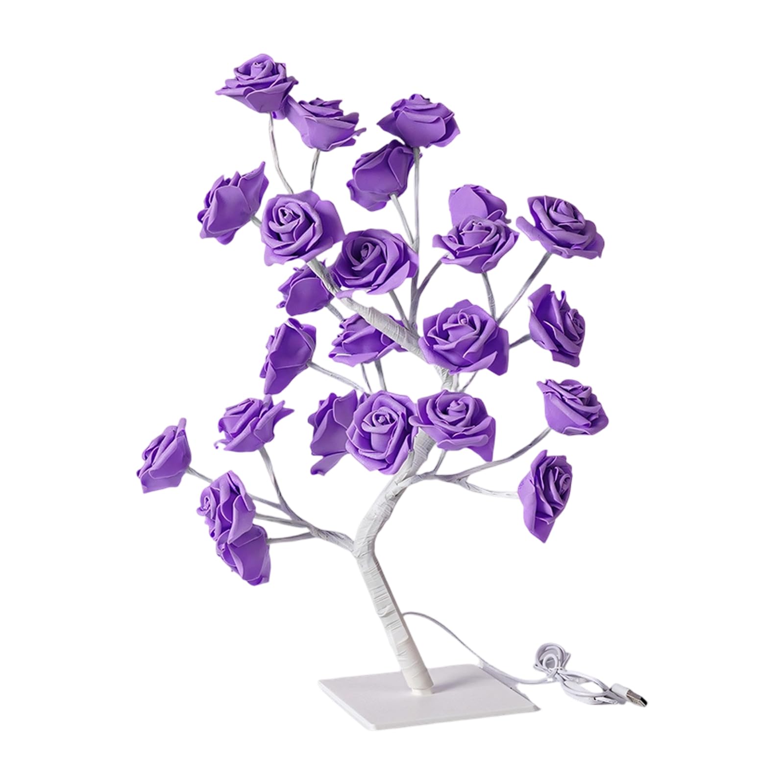 Jazuaiao Artificial Flower Tree Light LED Rose Night Lamp with Detachable Base for Nightstand Shelf Decor Tabletop Display Flower Tree Lamp Nightstand Floral Light Soft Glow Room Accent