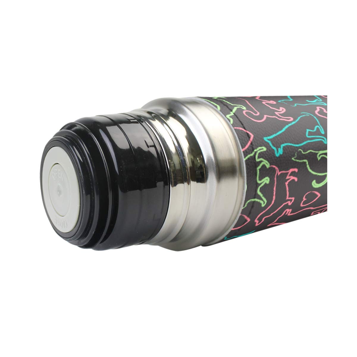 Taza de viaje de acero inoxidable con aislamiento al vacío, doble pared, a prueba de fugas, diseño personalizado impreso en piel auténtica, 500 ml