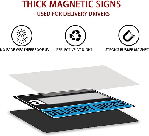 Miniatura 5 de Imán de conductor de entrega para automóvil, paquete de 3 letreros magnéticos para puerta de automóvil y parachoques, altamente reflectante,