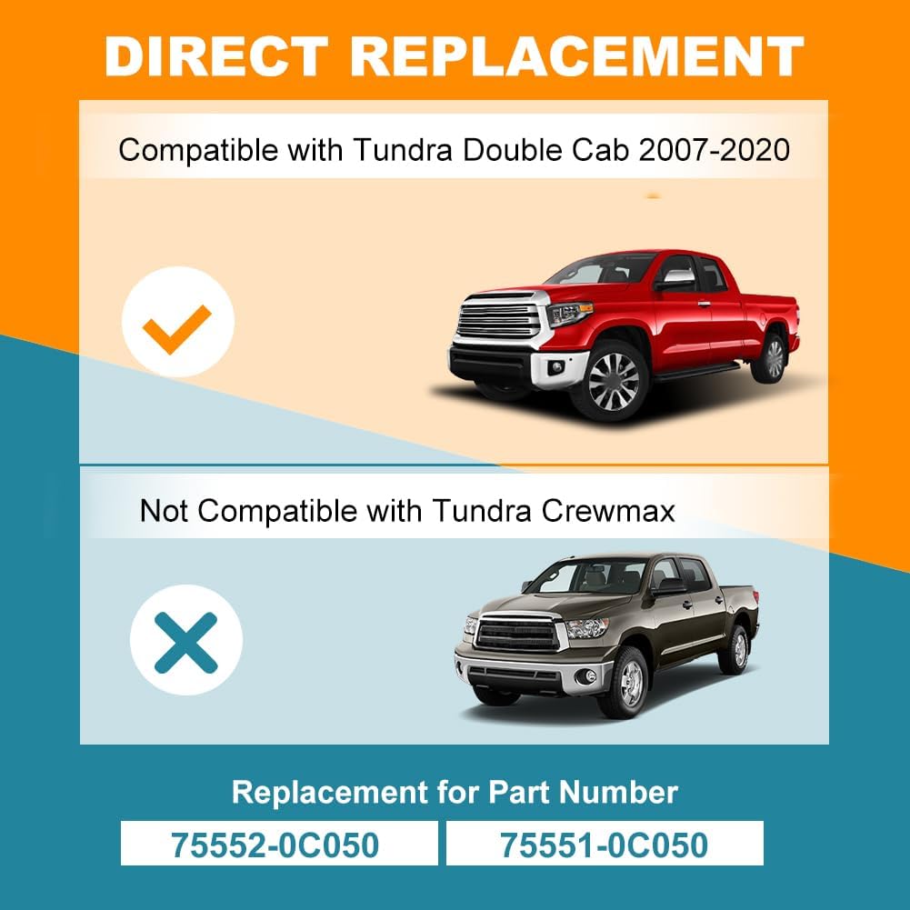 JDMON Roof Drip Molding Strips Weatherstrip Seals Compatible with Toyota Tundra Double Cab 2007-2020, Rubber Weather Stripping Replacement for 75551-0C050 75552-0C050, Left and Right, 2 PCS