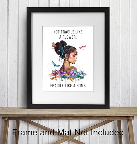 Miniatura 3 de African American Decor - African American Gifts for Women - Black Girl Wall Art - Not Fragile Like A Flower - Motivation Inspiration Wall Art &
