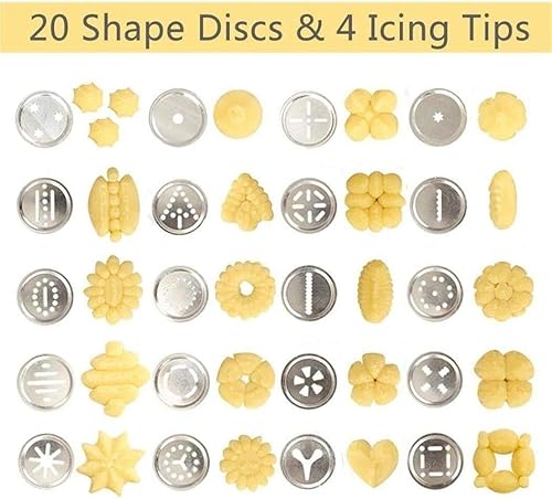 Miniatura 4 de YOOUSOO Kit de prensa de galletas, máquina para hacer galletas Spritz para hornear, para hacer galletas de bricolaje y decoración con 20 discos de