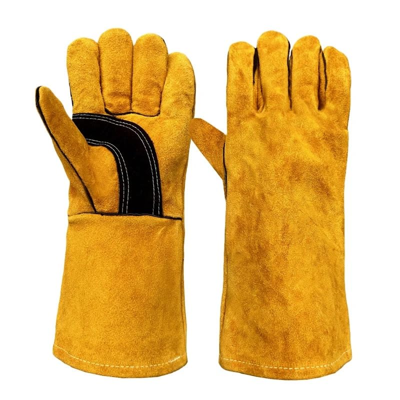 Guantes de soldadura de piel de vaca resistentes al calor y guantes protectores
