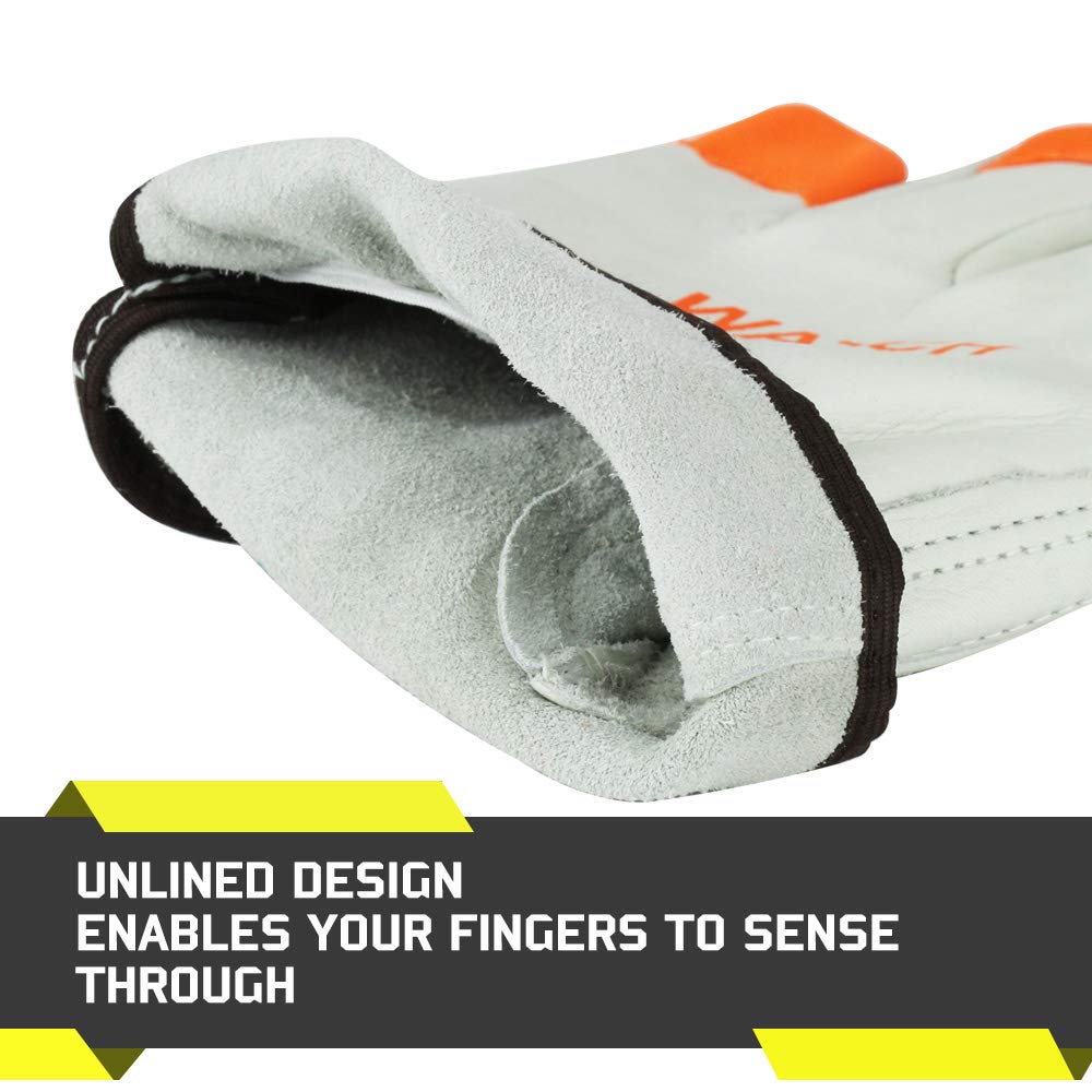 Glove Station "Watch Your Hand" Arbeitshandschuhe aus genarbtem Rindsleder, ungefüttert, Leder, Handschutz, erhältlich in den Größen S - XL (M, M, 12er-Pack)