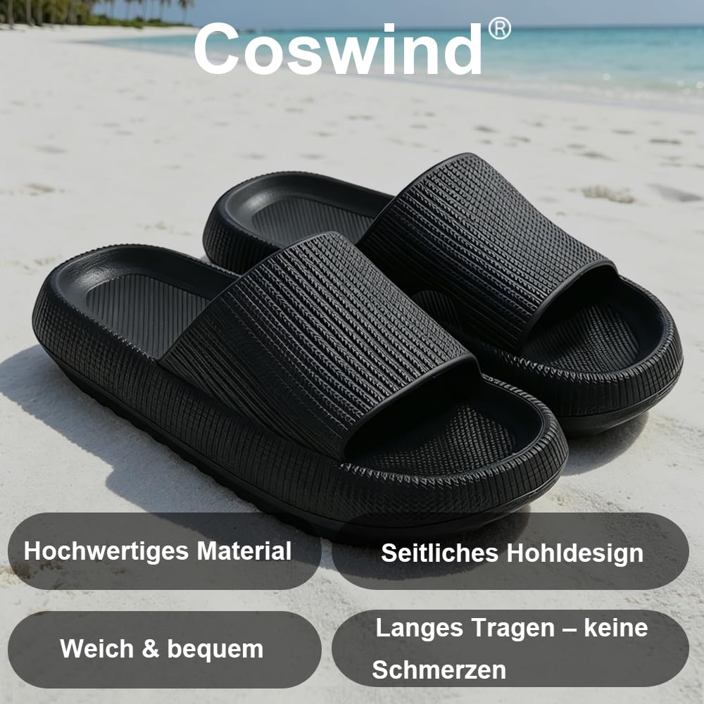 Badeschuhe Damen Herren Original Badeschlappen Sommer Pantoletten Slides Sandalen Elegante Cozy Hausschuhe Schlappen Unisex Weiche Sohle rutschfest Slippers