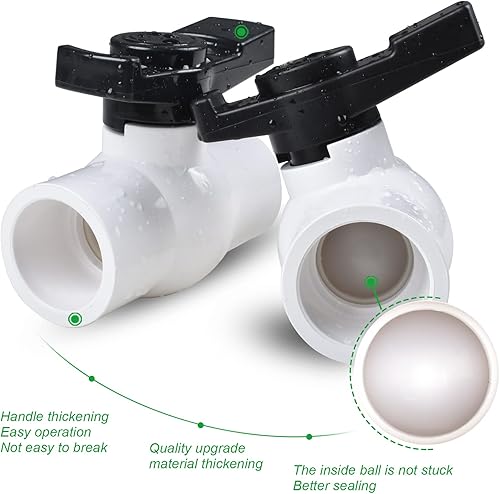 Miniatura 2 de (4 piezas) Válvula de bola de PVC de 1-12 pulgadas, enchufe de válvula de bola de PVC de cierre con mango de giro fácil mejorado para tubo SCH40,