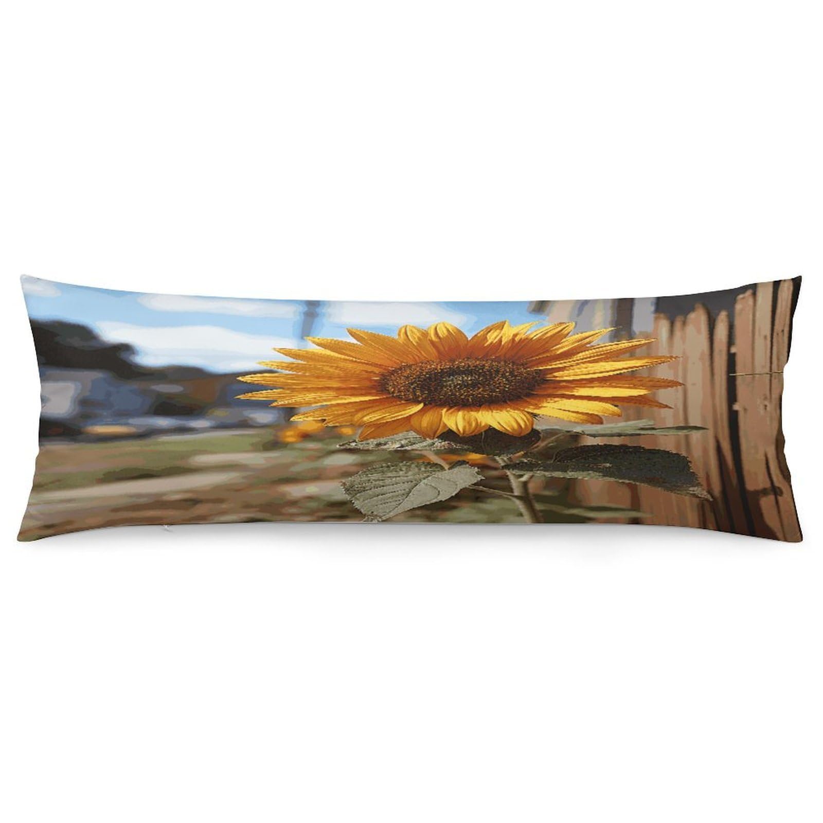 Farm Sunflower Pillow Cover with Zipper Pillow Case Super Soft and Cozy Body Pillowcase 19 X 53 Inches Luxury Long Pillowcase for Couch Sofa Chair Bed Home Decor Pillows Cover