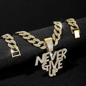Amazon.com: MAXBLING81 NEVER GIVE UP Gold, Silver Plated Pendant