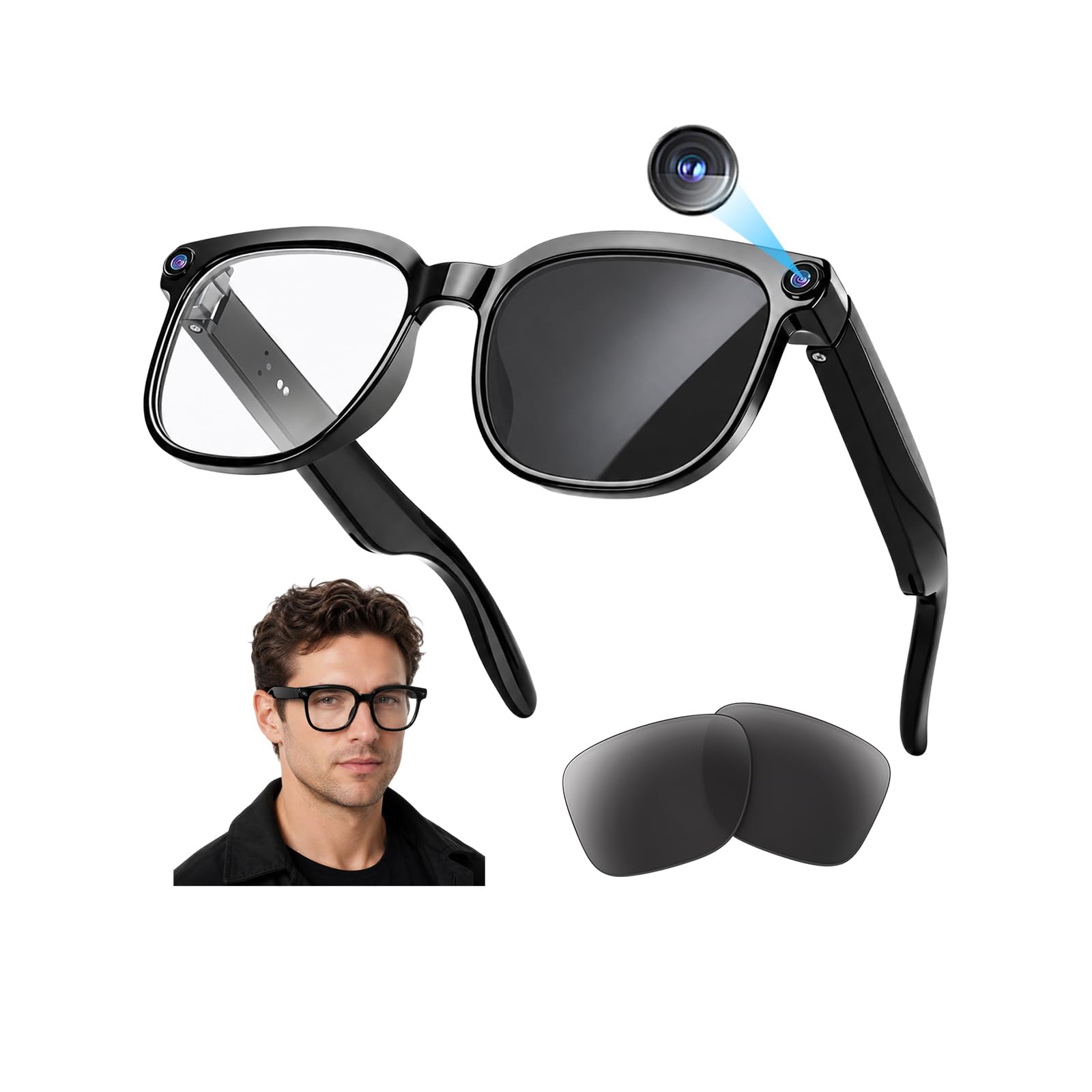 4K Camera AI Smart Glasses for Men Women, Bluetooth Video Audio Sunglasses,Video&Photo Recording Glasses AI Assistant,Wearable Eyeglasses for Vlogging, Travel, Business-image-33