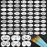 79 Pcs Face Paint Stencils Kits, 69 Pcs Facial Painting Stencils & 10 Pcs Painting Brushes, Face Tracing Stencils Body Paint Templates for Halloween Party Kids Adults Makeup