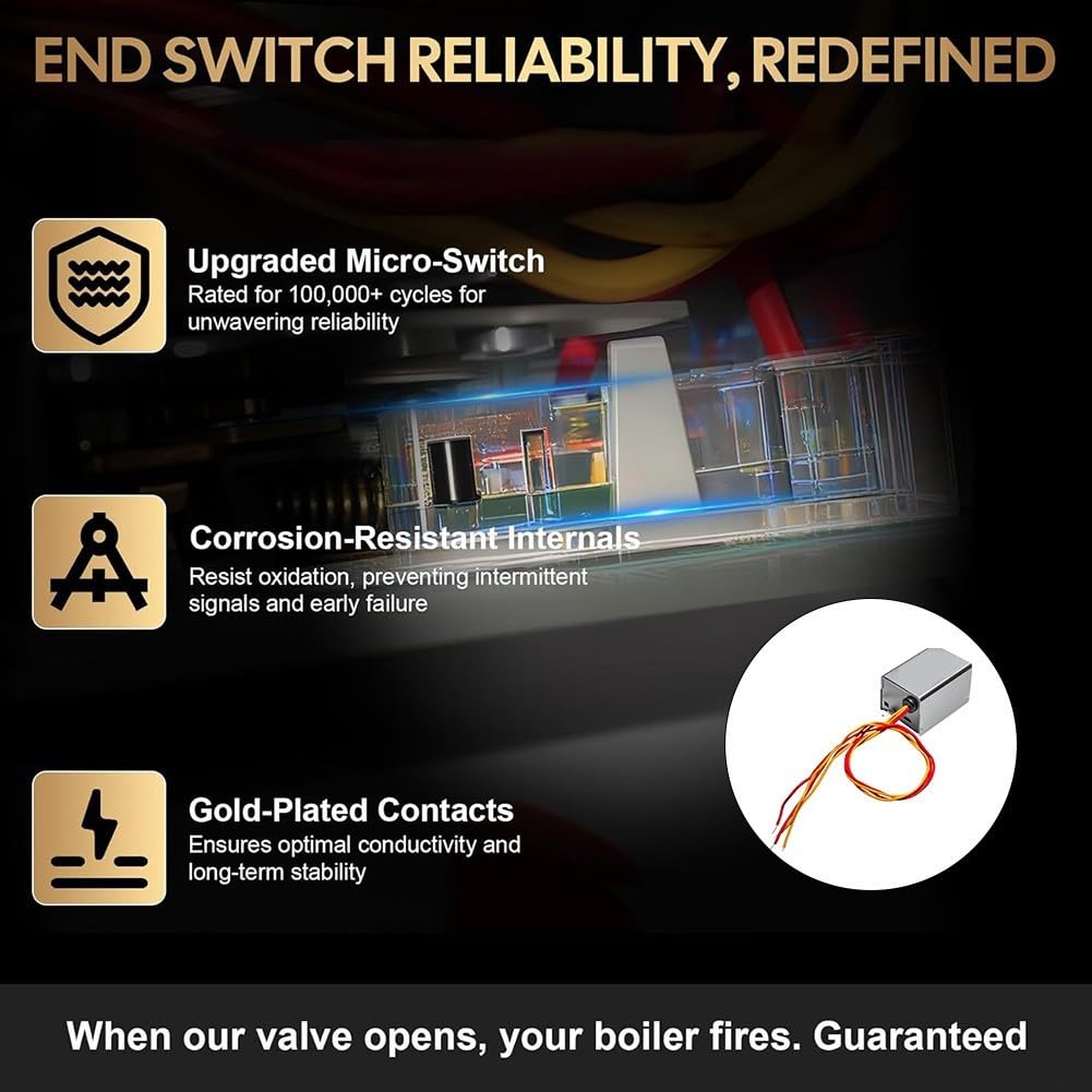 Repuesto de motor de válvula de zona Honeywell compatible con la serie V8043E1000 con contactos de interruptor chapados en oro