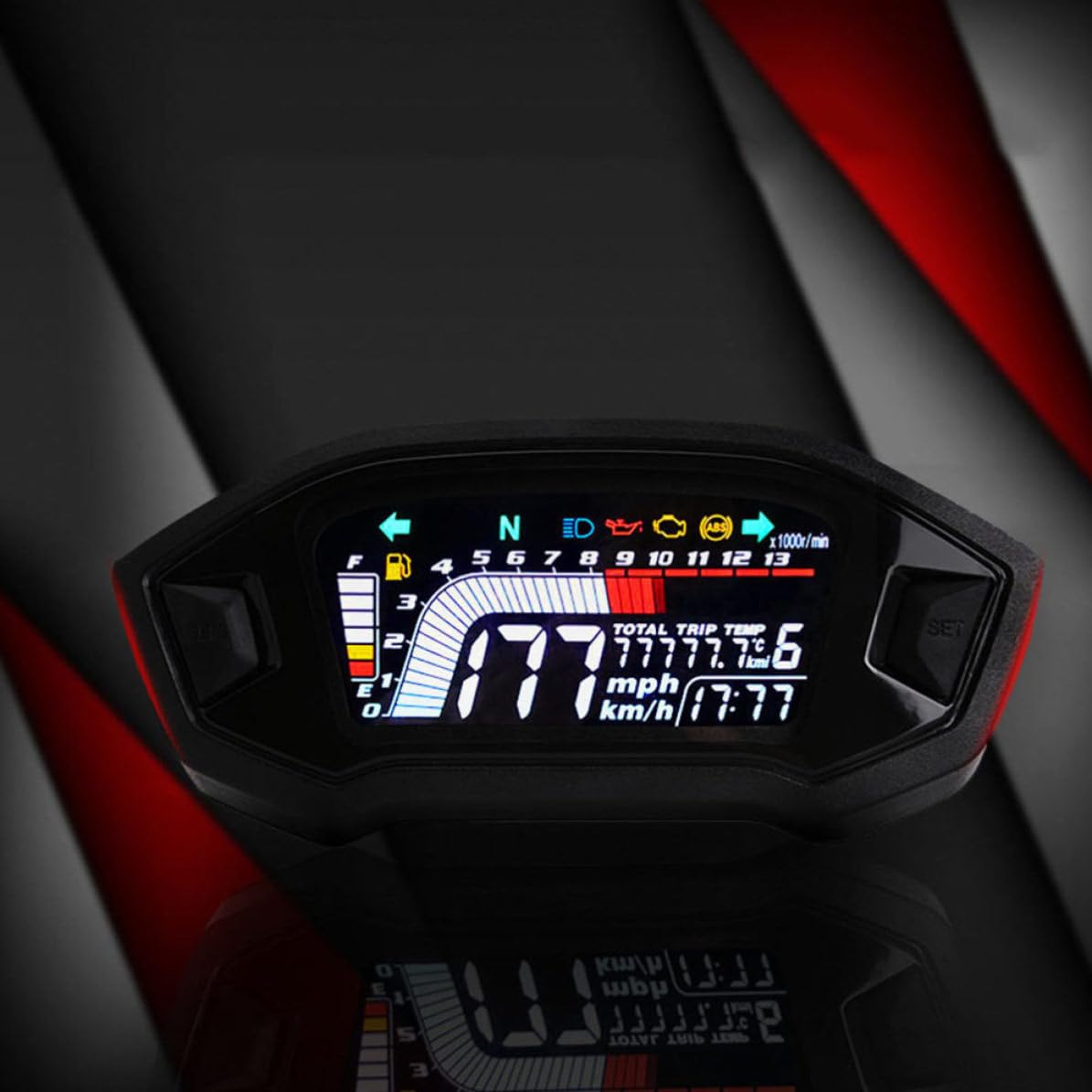 Velocímetro Digital LCD para Motocicleta, ABS Negro, Pantalla Color